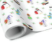 Cadeau Papier d'enveloppement de pingouins (Coin rond)