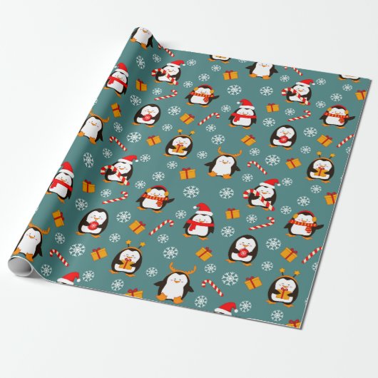 Cadeau Papier d'enveloppement de pingouins (Déroulé)