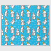 Cadeau Papier d'enveloppement de pingouins d'hiver (Plat)