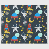 Cadeau Papier d'enveloppement de planète pour astronautes (Plat)