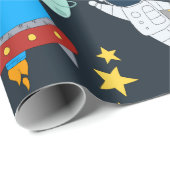 Cadeau Papier d'enveloppement de planète pour astronautes (Coin rond)