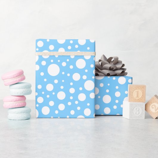 Cadeau Papier d'enveloppement de points bleus (Baby Shower)