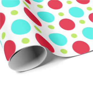 Cadeau Papier d'enveloppement de points polka turquoise r