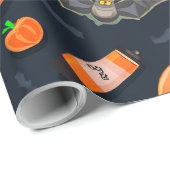 Cadeau Papier d'enveloppement de potiron d'Halloween (Coin rond)