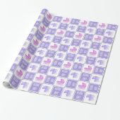 Cadeau Papier d'enveloppement de poussette rose et violet (Déroulé)