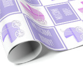 Cadeau Papier d'enveloppement de poussette rose et violet (Coin rond)