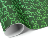 Cadeau Papier d'enveloppement de puzzle vert foncé (Coin rond)