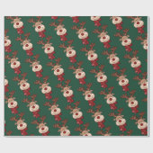 Cadeau Papier d'enveloppement de rennes de Noël mignon (Plat)