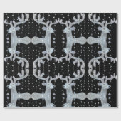 Cadeau Papier d'enveloppement de rennes de Noël noir en a (Plat)