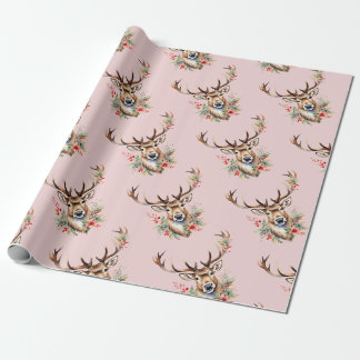 Cadeau Papier d'enveloppement de rennes de Noël Vintage
