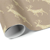 Cadeau Papier d'enveloppement de rennes en or Kraft rusti (Coin rond)