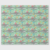 Cadeau Papier d'enveloppement de requin de Noël (Plat)