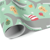Cadeau Papier d'enveloppement de requin de Noël (Coin rond)