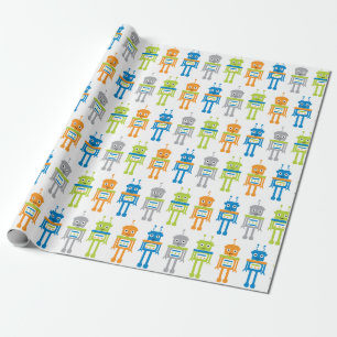 Cadeau Papier d'enveloppement de robots colorés