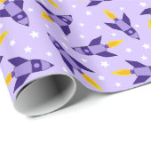 Cadeau Papier d'enveloppement de roquette violet rétro (Coin rond)