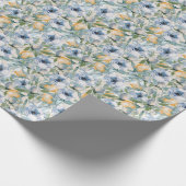 Cadeau Papier d'enveloppement de roses bleu et jaune (Coin)