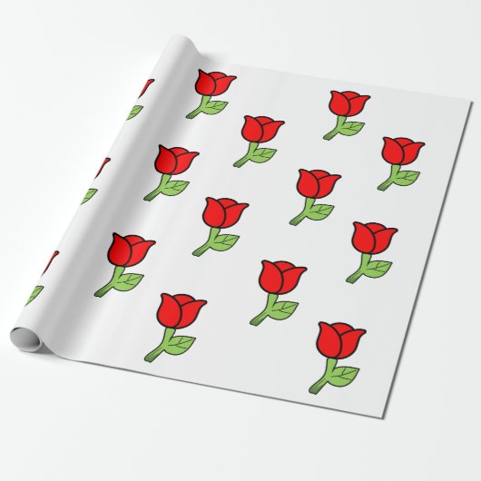 Cadeau Papier d'enveloppement de roses rouges (Déroulé)