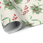 Cadeau Papier d'enveloppement de ruban vert et creux (Coin rond)