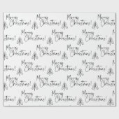 Cadeau Papier d'enveloppement de sapin de Noël noir blanc (Plat)