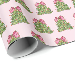 Cadeau Papier d'enveloppement de sapin de Noël rose Coque