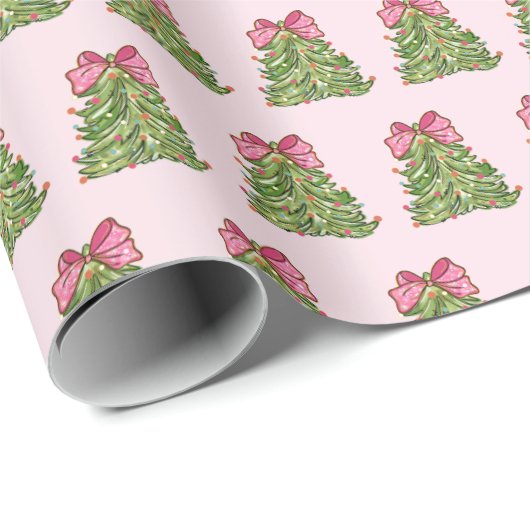 Cadeau Papier d'enveloppement de sapin de Noël rose Coque (Coin rond)