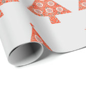 Cadeau Papier d'enveloppement de sapin rouge de style vin (Coin rond)