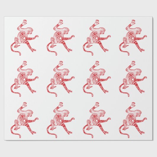 Cadeau Papier d'enveloppement de singe Mandala (Plat)