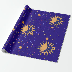 Cadeau Papier d'enveloppement de soleil et de lune