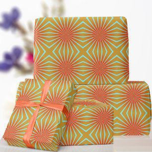 Cadeau Papier d'enveloppement de Sunburst Orange les anné