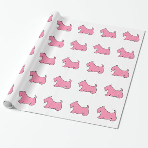 Cadeau Papier d'enveloppement de Terrier écossais rose