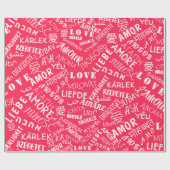 Cadeau Papier d'enveloppement de texte d'amour multilingu (Plat)