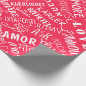 Cadeau Papier d'enveloppement de texte d'amour multilingu (Coin)
