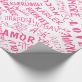 Cadeau Papier d'enveloppement de texte d'amour multilingu (Coin)