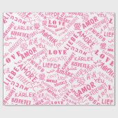 Cadeau Papier d'enveloppement de texte d'amour multilingu (Plat)