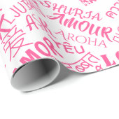 Cadeau Papier d'enveloppement de texte d'amour multilingu (Coin rond)