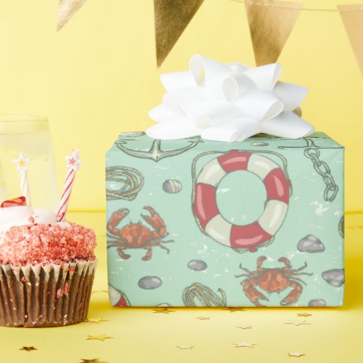 Cadeau Papier d'enveloppement de thème nautique (Fête d'anniversaire)