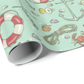 Cadeau Papier d'enveloppement de thème nautique (Coin rond)