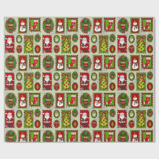 Cadeau Papier d'enveloppement de timbres de Noël mignons