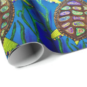 Cadeau Papier d'enveloppement de tortue de mer (Coin rond)