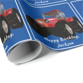 Cadeau Papier d'enveloppement de tracteur rouge moderne (Coin rond)