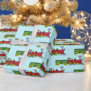 Cadeau Papier d'enveloppement de train de Noël