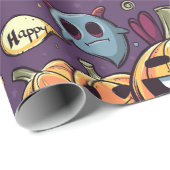 Cadeau Papier D'Enveloppement De Trick Ou De Treat (Coin rond)