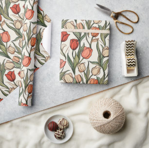 Cadeau Papier d'enveloppement de tulipe tropicale minimal
