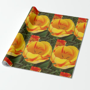 Cadeau Papier d'enveloppement de tulipes jaunes