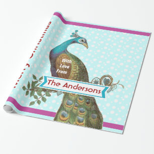 Cadeau Papier d'enveloppement de vacances Peacock personn