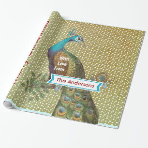 Cadeau Papier d'enveloppement de vacances Peacock personn