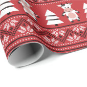 Cadeau Papier d'enveloppement de vache de Noël mignon (Coin rond)