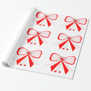 Cadeau Papier d'enveloppement de vaches rouges et roses
