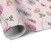 Cadeau Papier d'enveloppement de vigne rose et violet (Coin rond)