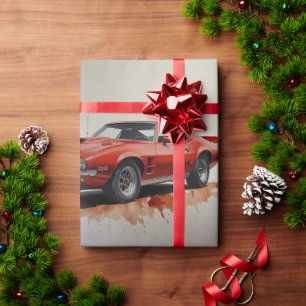 Cadeau Papier d'enveloppement de voiture rouge classique